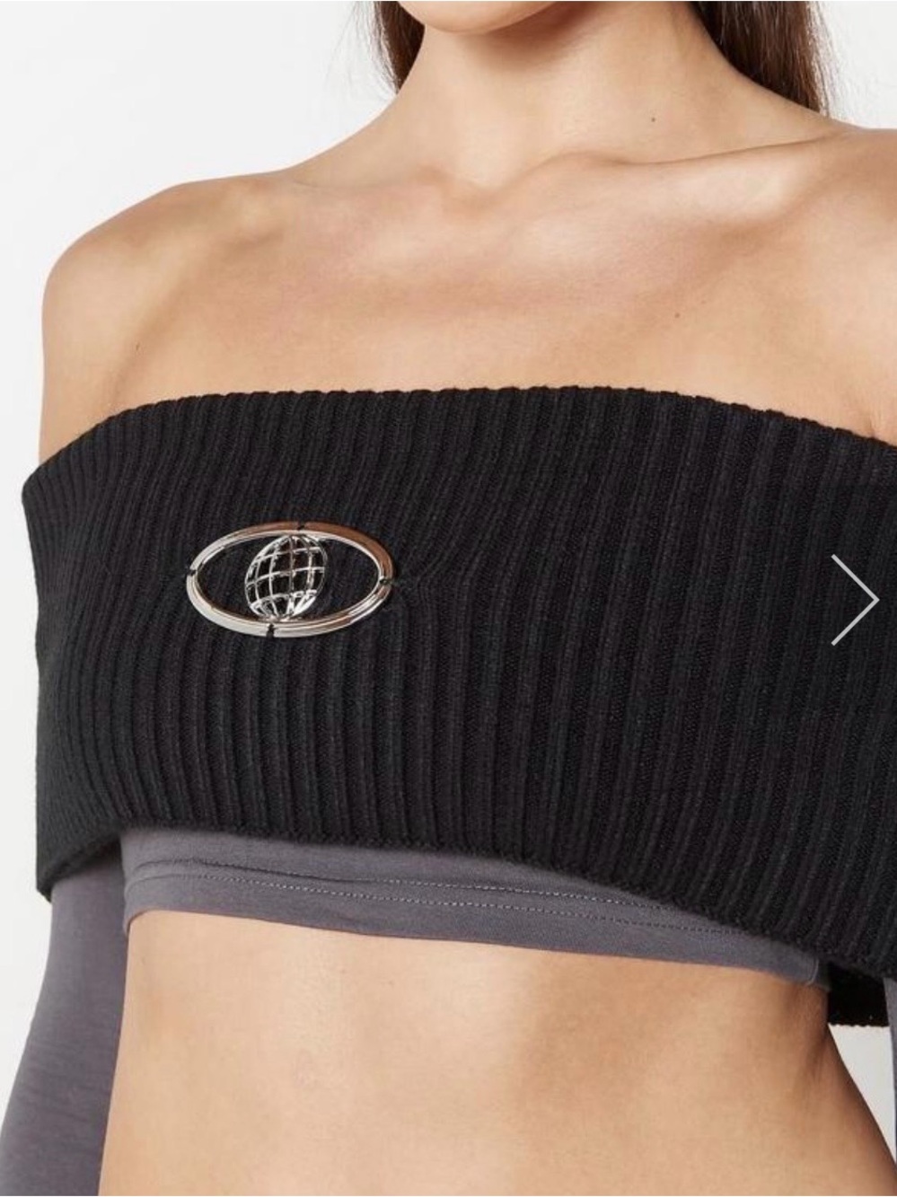 NWT Y2K Luxe to Kill Women's Black and Grey Crop-top Size 2
